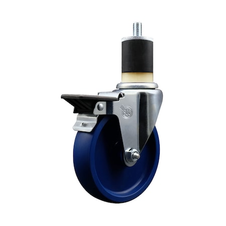 Service Caster 5'' Solid Poly Swivel 1-7/8'' Expanding Stem Caster with Brake SCC-EX20S514-SPUS-PLB-178